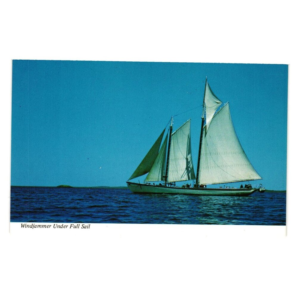 Vintage Windjammer Sailing Vessel Postcard Maine Coast Nautical Decor